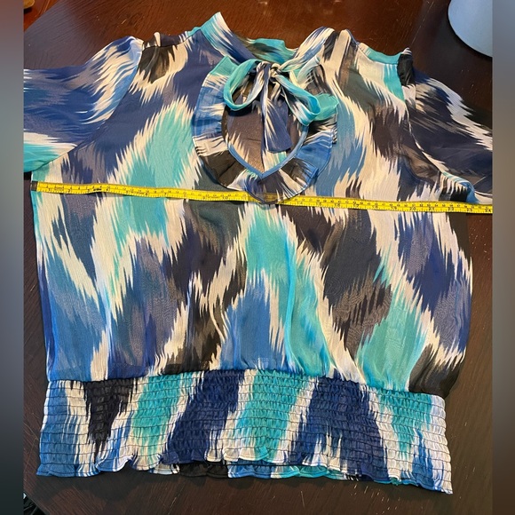 Alfani Sheer Neck Tie Blouse - Picture 11 of 11